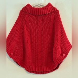 Carter's Girls Vibrant Red Cable Knit Poncho 7/7A
